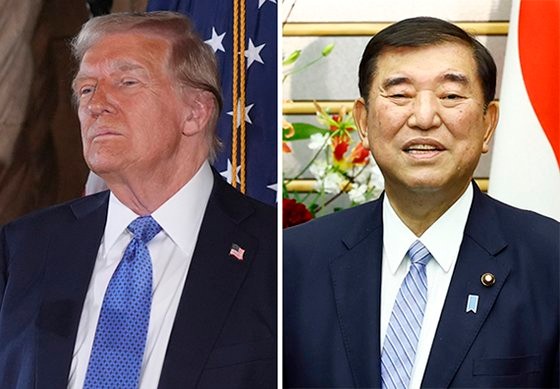 トランプ米大統領（左）と石破茂首相　［中央フォト］