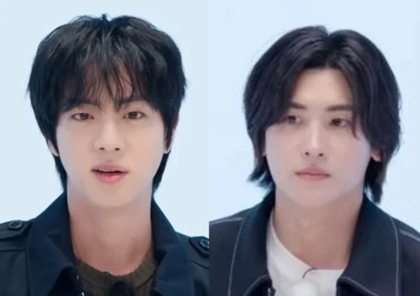 ＢＴＳジンと俳優パク・ヒョンシク。［写真　ユーチューブ］