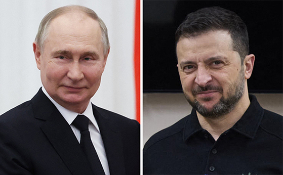 ロシアのプーチン大統領（左）とウクライナのゼレンスキー大統領。［写真　ＡＦＰ＝聯合ニュース］
