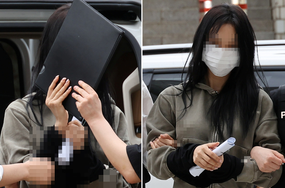 サッカー韓国代表の主将・孫興慜（ソン・フンミン）の子どもを妊娠したとして金品を要求した容疑を受ける２０代の女Ｙが１７日、ソウル中央地裁で行われた拘束前被疑者尋問（令状審査）に出席した。　［聯合ニュース］