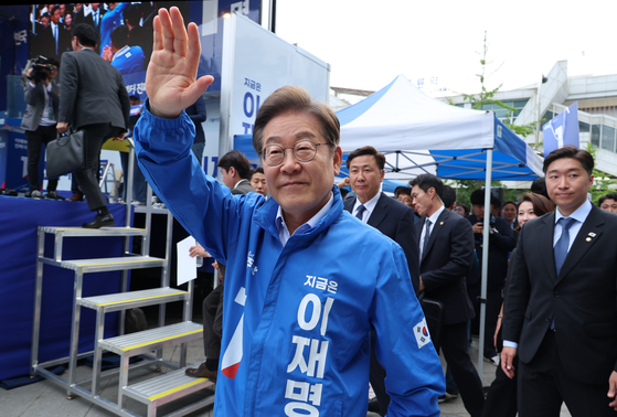 「共に民主党」の李在明（イ・ジェミョン）候補。［写真　聯合ニュース］