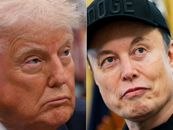 トランプ米大統領とテスラのイーロン・マスク最高経営責任者（ＣＥＯ）　［ＡＦＰ＝聯合ニュース］