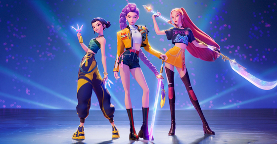 Ｎｅｔｆｌｉｘ『ＫＰＯＰガールズ！　デーモン・ハンターズ』の一場面。［写真　Ｎｅｔｆｌｉｘ］