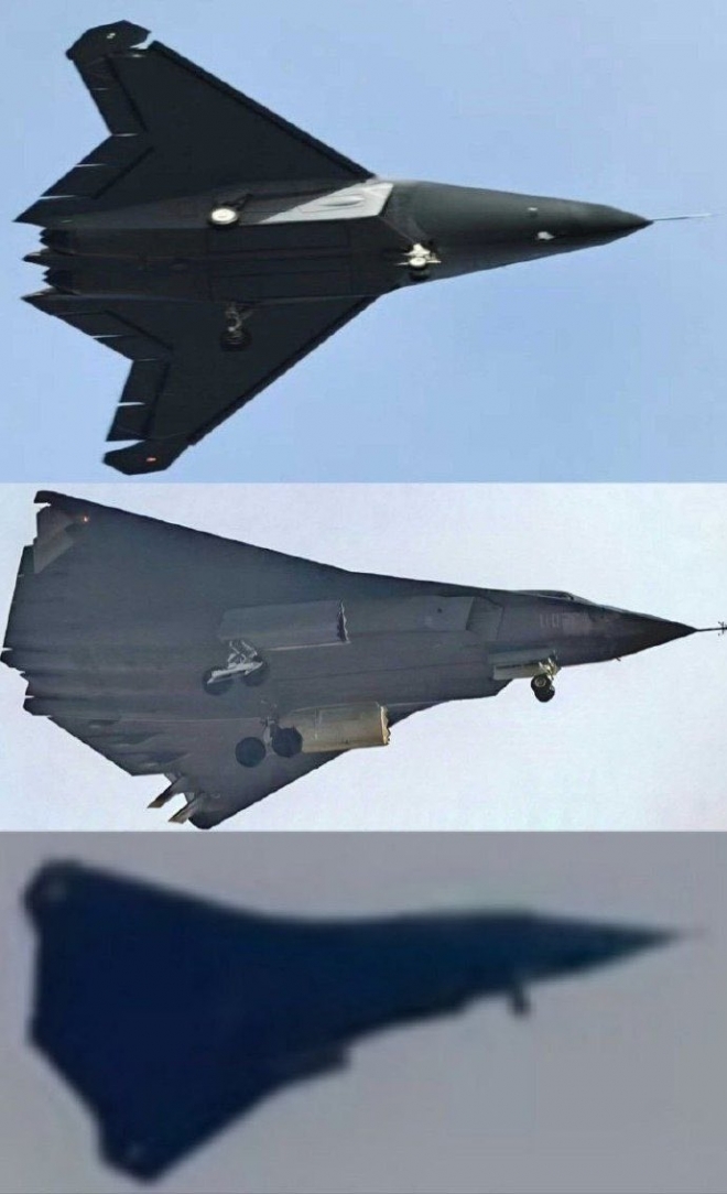  中国次世代ステルス航空機と推定される３機体　［写真　Ｘ］