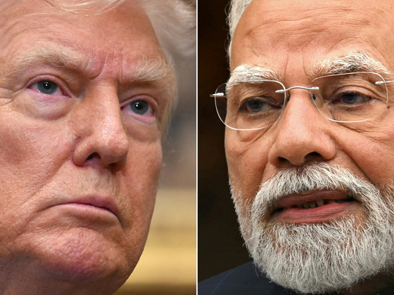 トランプ米大統領（左）とモディ印首相　［ＡＦＰ＝聯合ニュース］