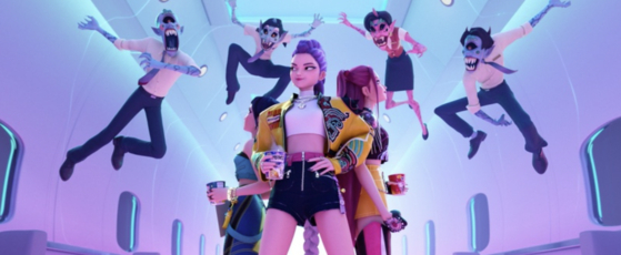 ネットフリックスのオリジナルアニメーション『Ｋ－ＰＯＰガールズ！デーモン・ハンターズ』の一場面　［ネットフリックス提供］