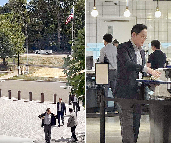  サムスン電子の李在鎔会長が最近ワシントンDCでの訪米日程でエングルウッドクリフスに移転したサムスン電子北米法人（SEA）社屋を訪問した。ここで李会長は米国事業に対する報告を受けた後、構内食堂で従業員らとともに食事もした。［SNS キャプチャー］