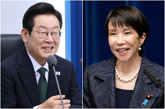 李在明大統領（左）と高市早苗首相。［写真 EPA＝聯合ニュース］