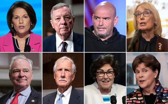   米国共和党が提出したつなぎ予算案に賛成票を投じた民主党と無所属の上院議員8人。［写真 AP＝聯合ニュース］