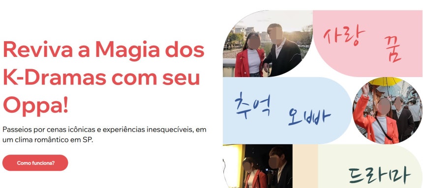 「韓国男性との出会いを仲介する」というブラジルウェブサイト画面 ［ホームページ キャプチャー］