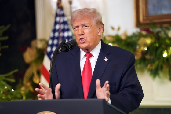 ドナルド・トランプ米国大統領が17日（現地時間）、米国ワシントンD．C．のホワイトハウスで国民向け演説を行っている。AP＝聯合ニュース