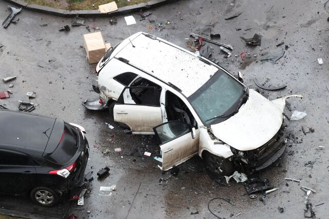モスクワ爆弾テロで爆破された車 ［写真 ロシア捜査委員会提供］