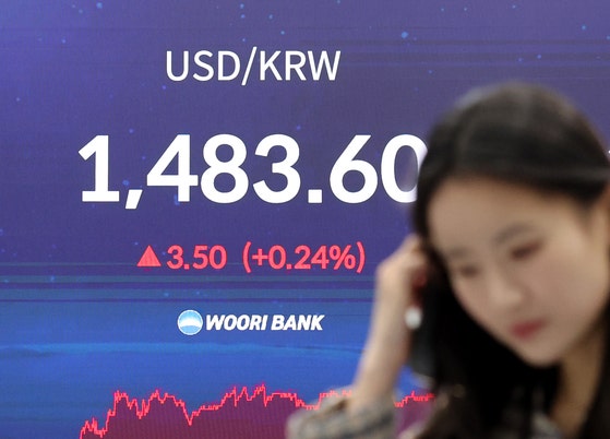 23日、韓国ウォンは前日比3．50ウォン値下がりした1ドル＝1483．60ウォンで取引を終えた。 ［聯合ニュース］
