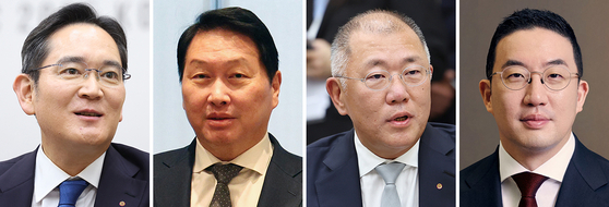 左から李在鎔会長、崔泰源会長、鄭義宣会長、具光謨会長。