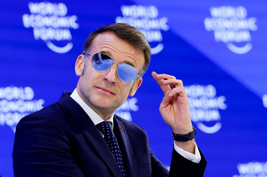 フランスのエマニュエル・マクロン大統領が20日（現地時間）、スイス・ダボスで開かれた第56回世界経済フォーラム（WEF）年次総会に出席している。［ロイター＝聯合ニュース］