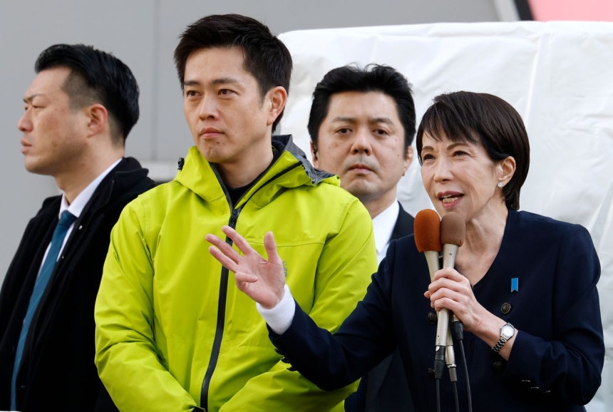 27日、東京で選挙応援遊説をする高市早苗首相［EPA＝聯合ニュース］