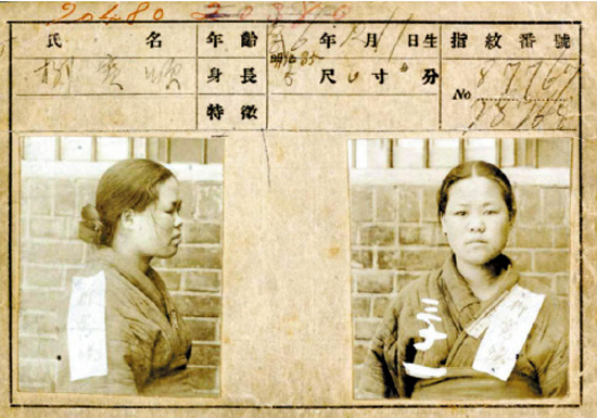 柳寛順（ユ・グァンスン）烈士の受刑者記録表 