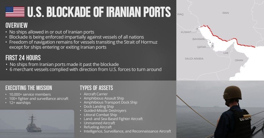 14日（現地時間）、中東地域の米軍を統括する中央軍はX（旧ツイッター）を通じ、イランに対する海上封鎖作戦が開始されてからの24時間で、米軍の封鎖を突破してホルムズ海峡を通過したイラン関連の船舶はなかったと明らかにした。［写真 中央軍のXアカウント］