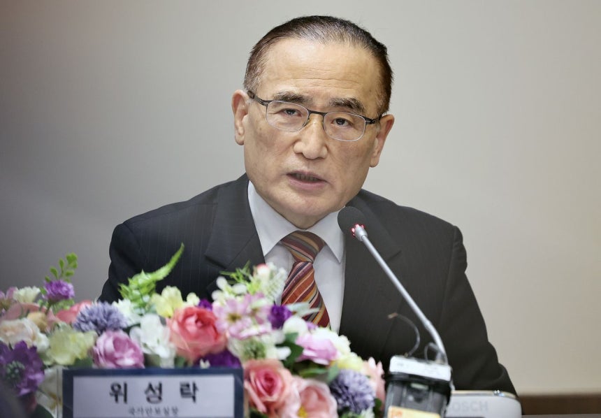 魏聖洛国家安保室長が13日に行われた韓国新聞放送編集者協会招請懇談会で発言している。［写真 ニュース1］