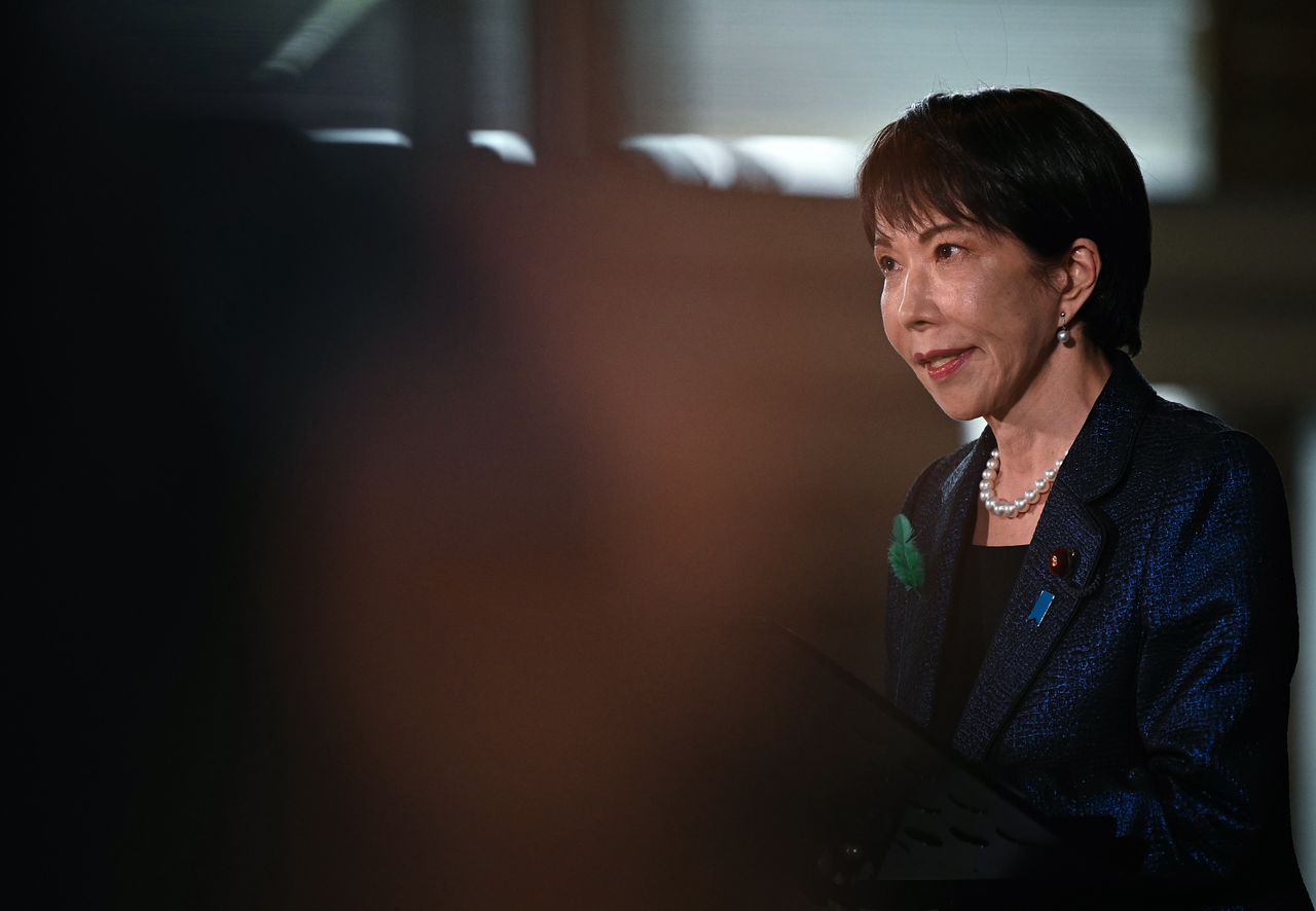 先月15日、記者会見を行う高市早苗首相。［AP＝聯合ニュース］