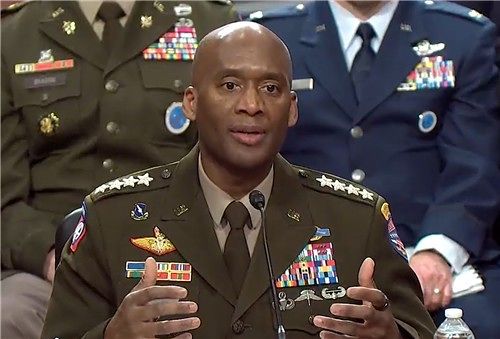 在韓米軍司令官を務めるエグザビエル・ブランソン韓米連合司令官。［写真 米上院軍事委員会ホームページ キャプチャー］