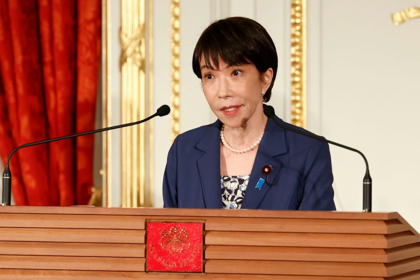 5月28日、赤坂迎賓館で開かれたフィリピンのフェルディナンド・マルコス大統領との共同記者会見で発言する高市早苗首相 ［AP＝聯合ニュース］