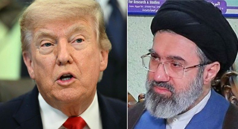 米国とイランが19日終戦に向けた了解覚書（MOU）に署名することで合意したと明らかにした。トランプ米国大統領（左側）・アヤトラモジタバ、ハメネイイラン最高指導者（右側）．［写真 AFP＝聯合ニュース］
