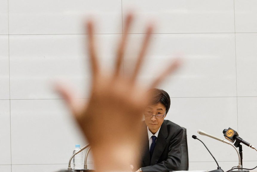 日本銀行の内田真一副総裁が16日に会見している。［写真 聯合ニュース］