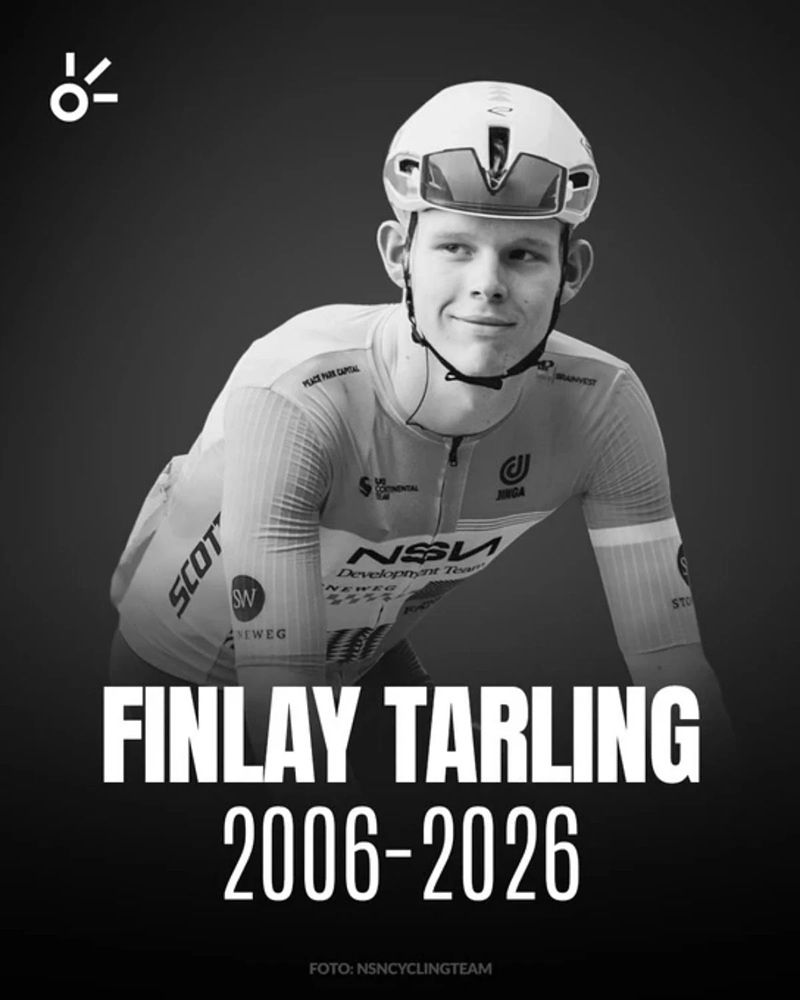   自転車レース中に19歳で死亡したフィンレー・ターリングの追悼写真。写真 MSNサイクリングチーム