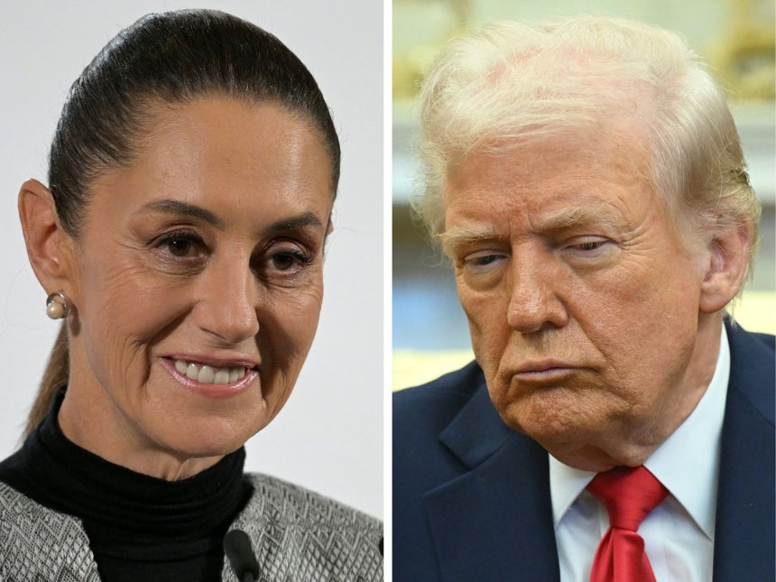 メキシコのシェインバウム大統領（左）とトランプ米大統領。［写真 AFP＝聯合ニュース］