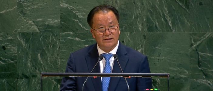 昨年、国連総会で演説した北朝鮮の金善慶（キム・ソンギョン）外務次官 ［国連TV キャプチャー］