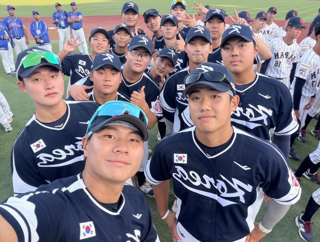 U18アジア野球選手権で優勝に挑戦する韓国U18代表選手 ［写真 大韓野球ソフトボール協会］
