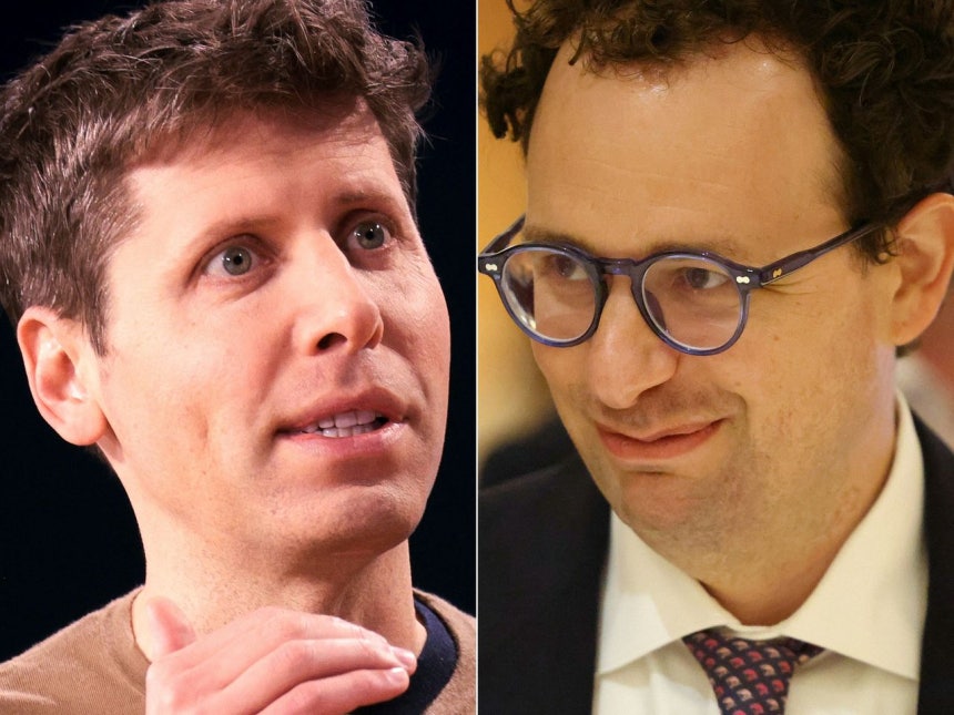 オープンAI（OpenAI）のサム・アルトマン氏（右）とアンソロピック（Anthropic）のダリオ・アモデイ氏。