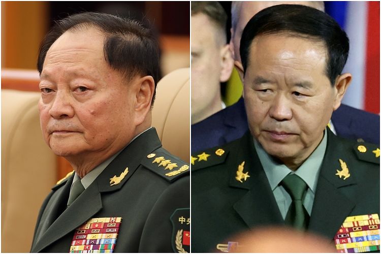 中国共産党中央軍事委員会の張又侠・副主席（左）と劉振立・統合参謀部参謀長。EPA＝聯合ニュース