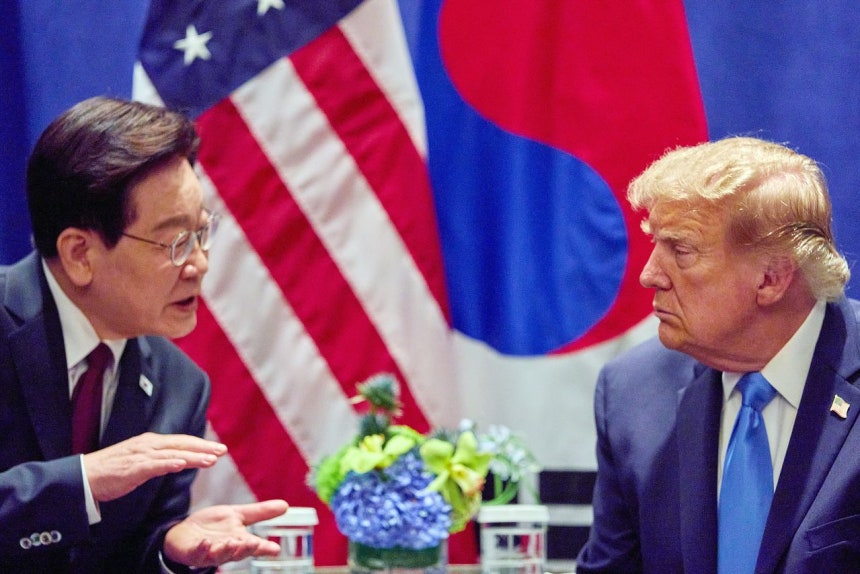 李在明（イ・ジェミョン）大統領とトランプ米大統領が22日（現地時間）、ニューヨークのホテルで国連総会に合わせて首脳会談を行っている。［ニュース1］