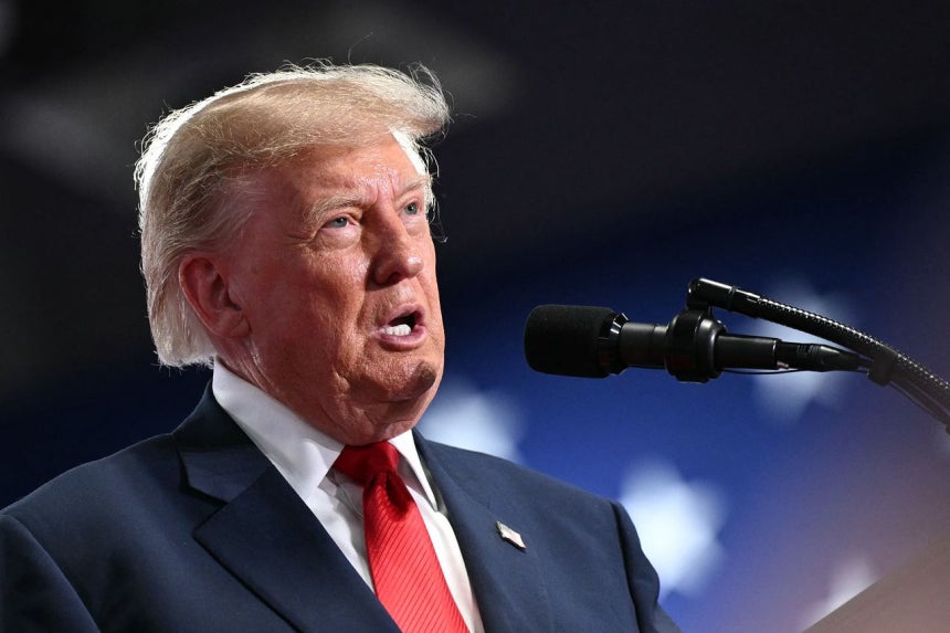 トランプ米大統領が9日、ニューヨーク州シラキュースで選挙応援演説をしている。［写真 AFP＝聯合ニュース］
