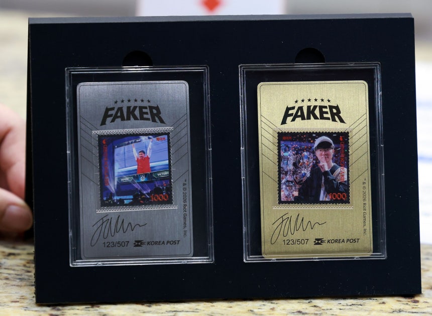  「フェイカー（Faker）」ことイ・サンヒョク選手の記念切手。［ニューシス］