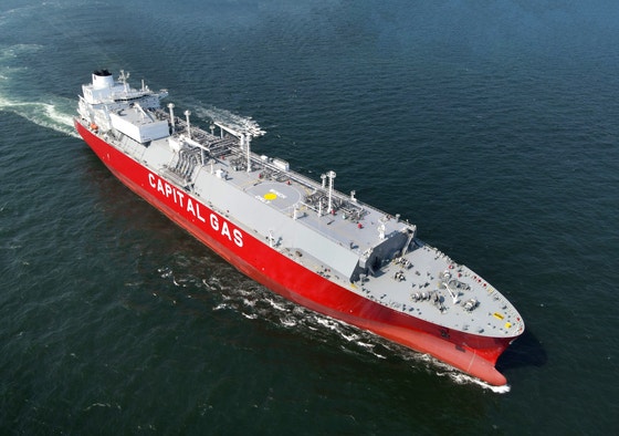 HD現代重工業が建造したギリシャの海運会社の液化天然ガス（LNG）運搬船。［写真HD現代重工業］